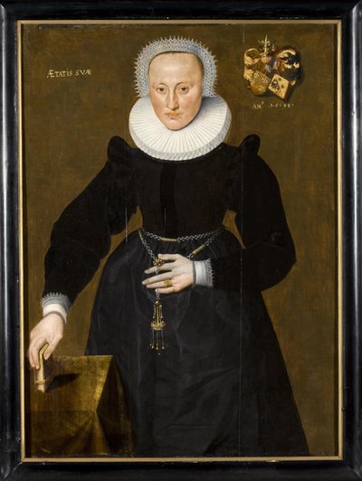 Anna Elema, Daughter of Reneke Elema and Anna Allersma, with Coats of Arms of Elema and Allersma Top Left by Unknown